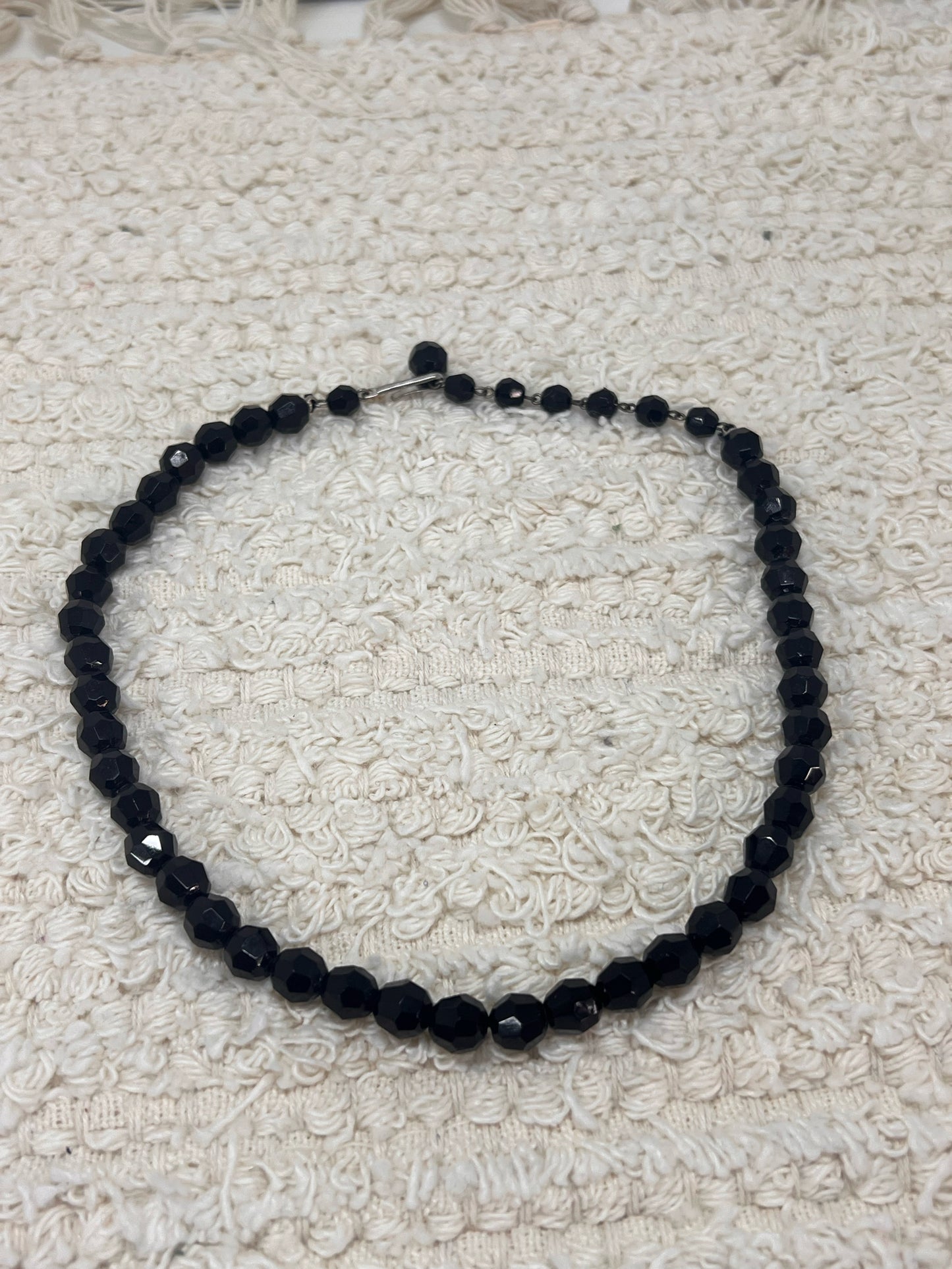 Vintage black glass beaded choker
