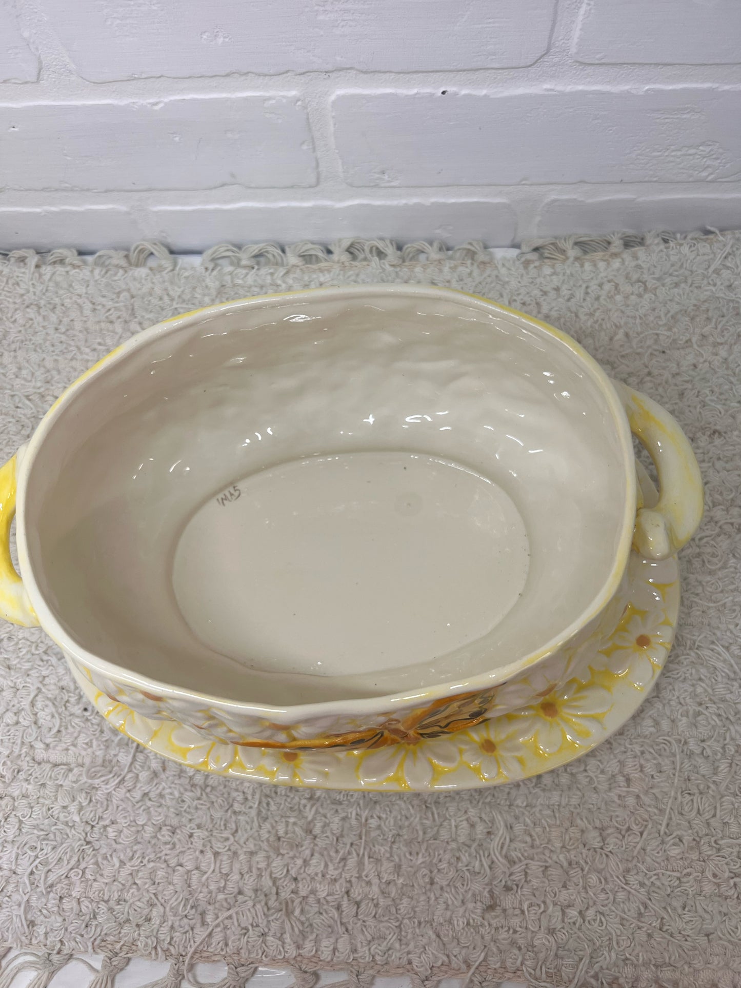 Vintage Covered Tureen with Underplate & Ladle - Daisies & Butterflies
