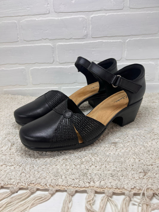 Shoe Size 9.5 Clarks new without tags Black Leather 'Emily Rae' Heeled Shoes