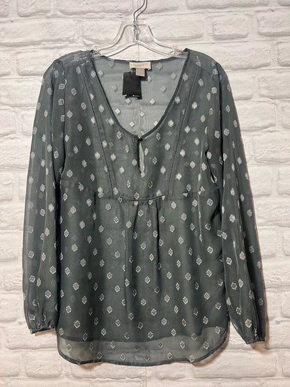 Size S Semi-Sheer Gray & Silver Blouse