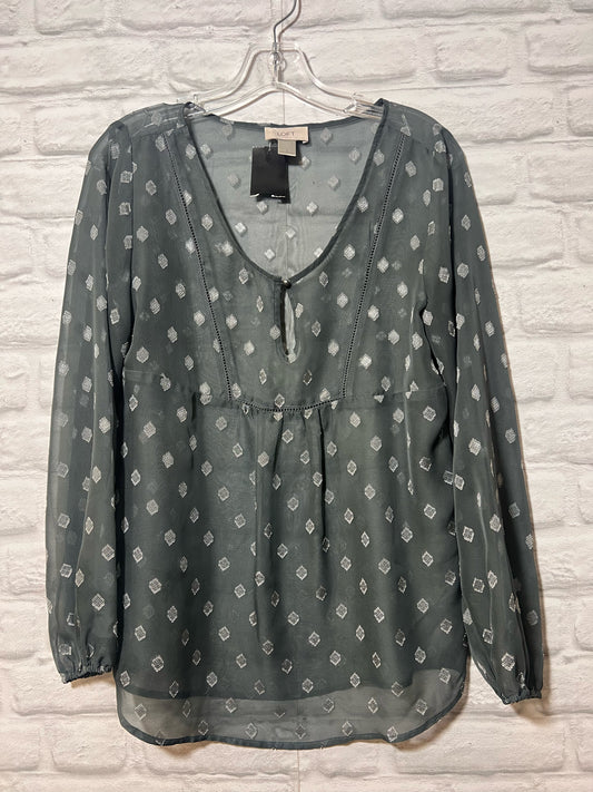 Size S Semi-Sheer Gray & Silver Blouse