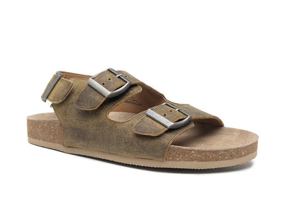 Mountain Path Distressed Brown Suede Leather Sandals by Myra Bag
