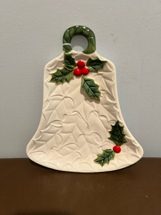 Lefton Christmas holly bell shaped plate