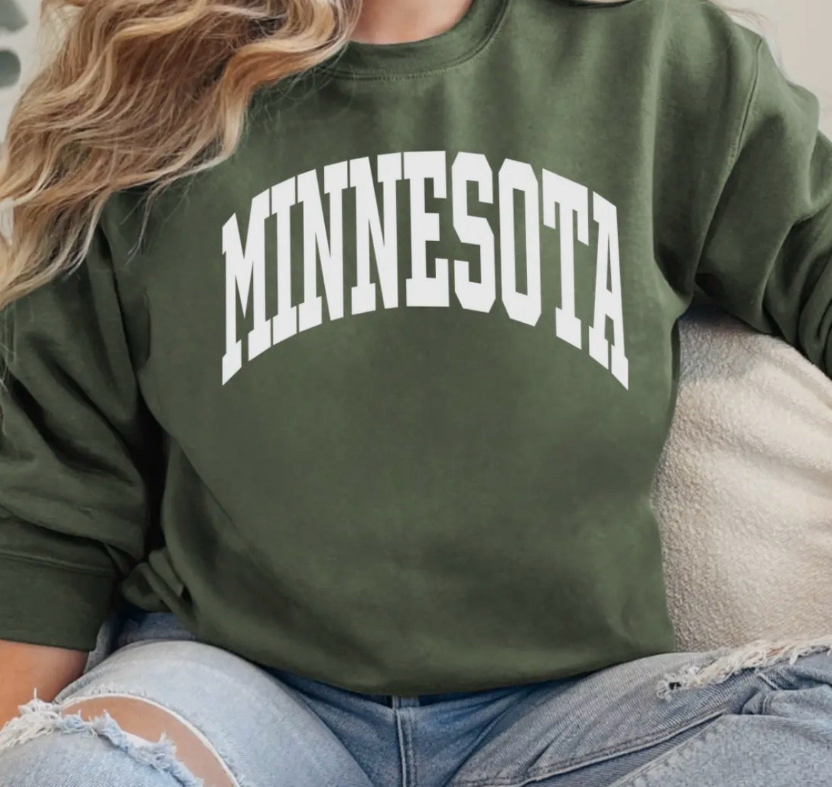 Minnesota Varsity Lettering Crew Neck Unisex Sweatshirt