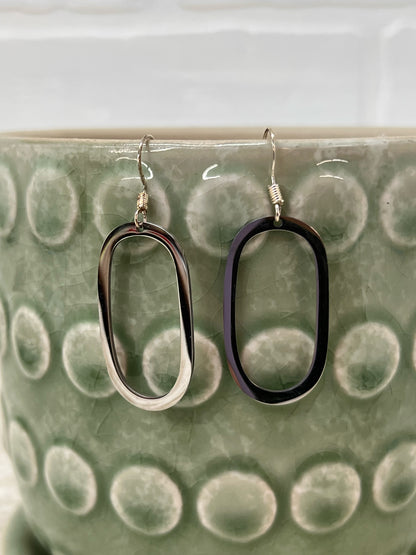 Raven & Rain Rounded Rectangle Stainless Steel Dangle earrings - Silvertone, 1.2