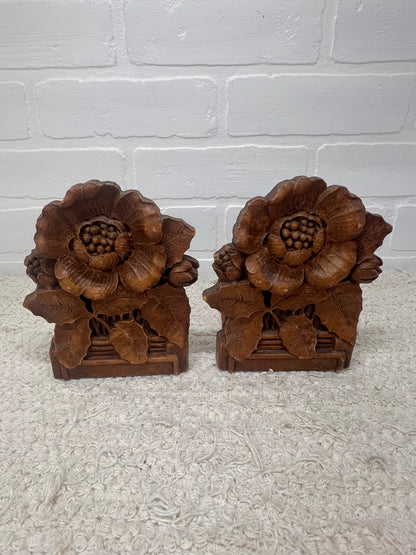 Vintage Book Ends - Floral Carved Look