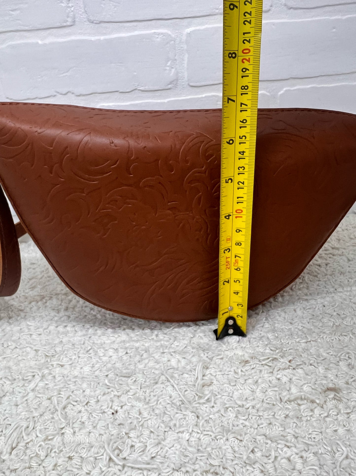 Portland Leather Embossed Floral Leather Crossbody