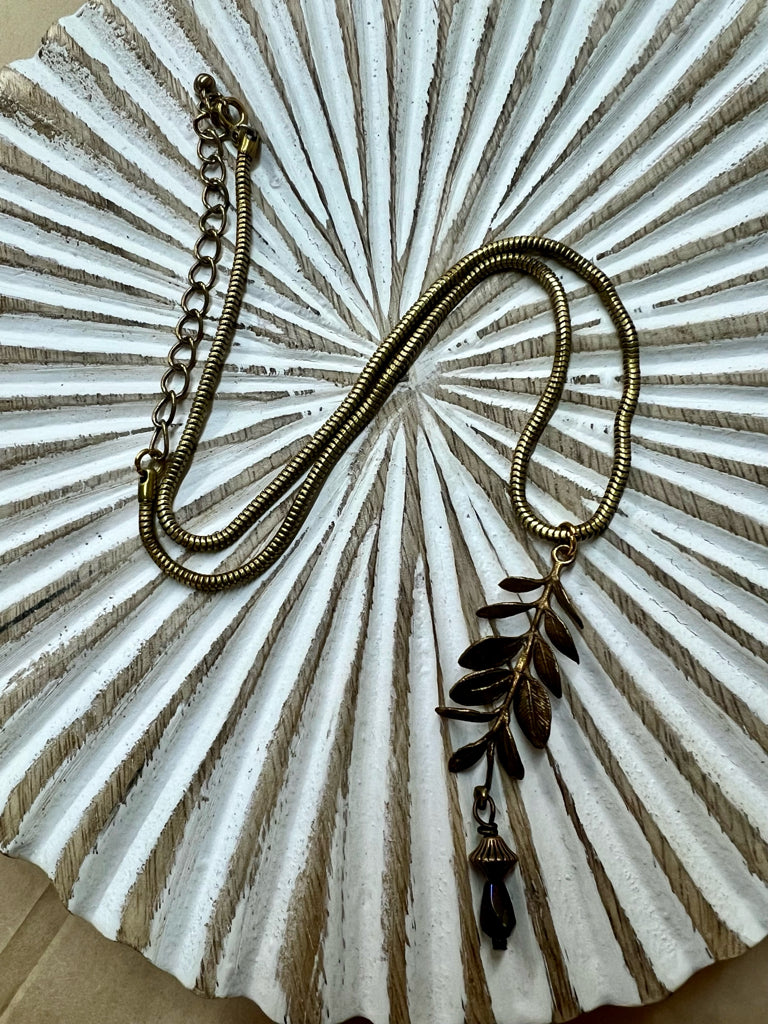 Upcycled Brass Stamping necklace