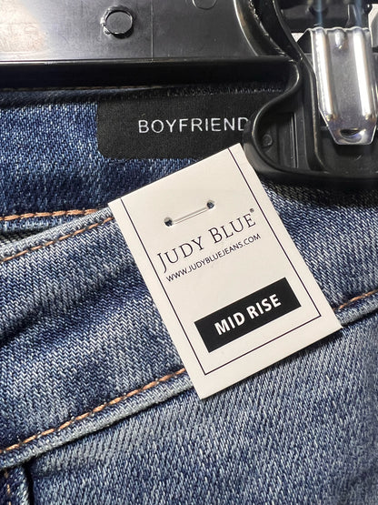 Judy Blue Mid-Rise Boyfriend Fit With  Plaid Cuffs