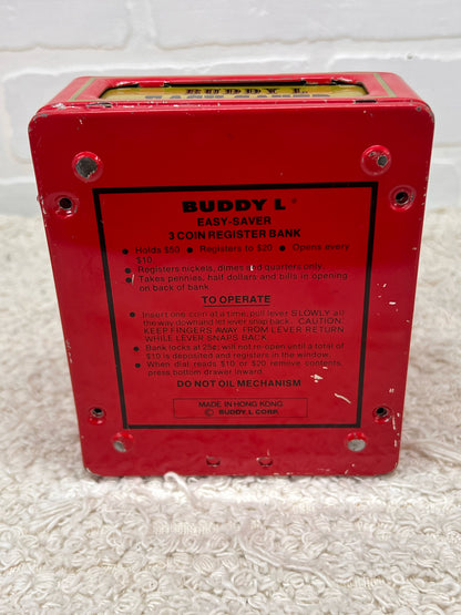 Red Metal. Buddy L Easy-Saver 1970's Cash Register Shaped Coin Bank