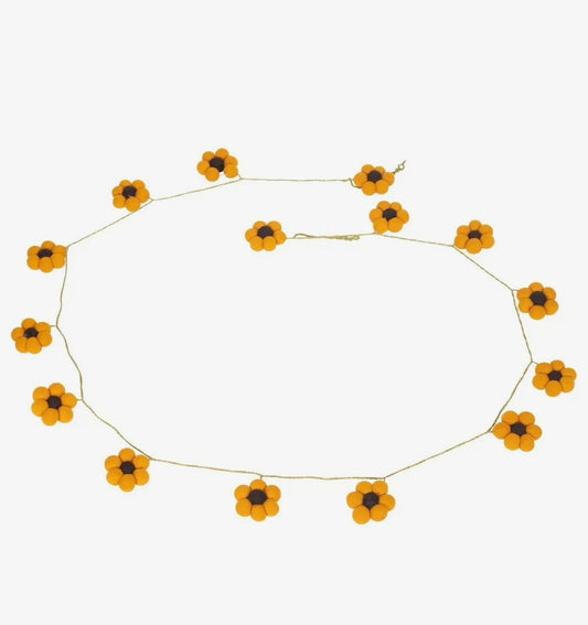 Lakhays Collection Felted Wool Mustard Yellow Flower Garland
