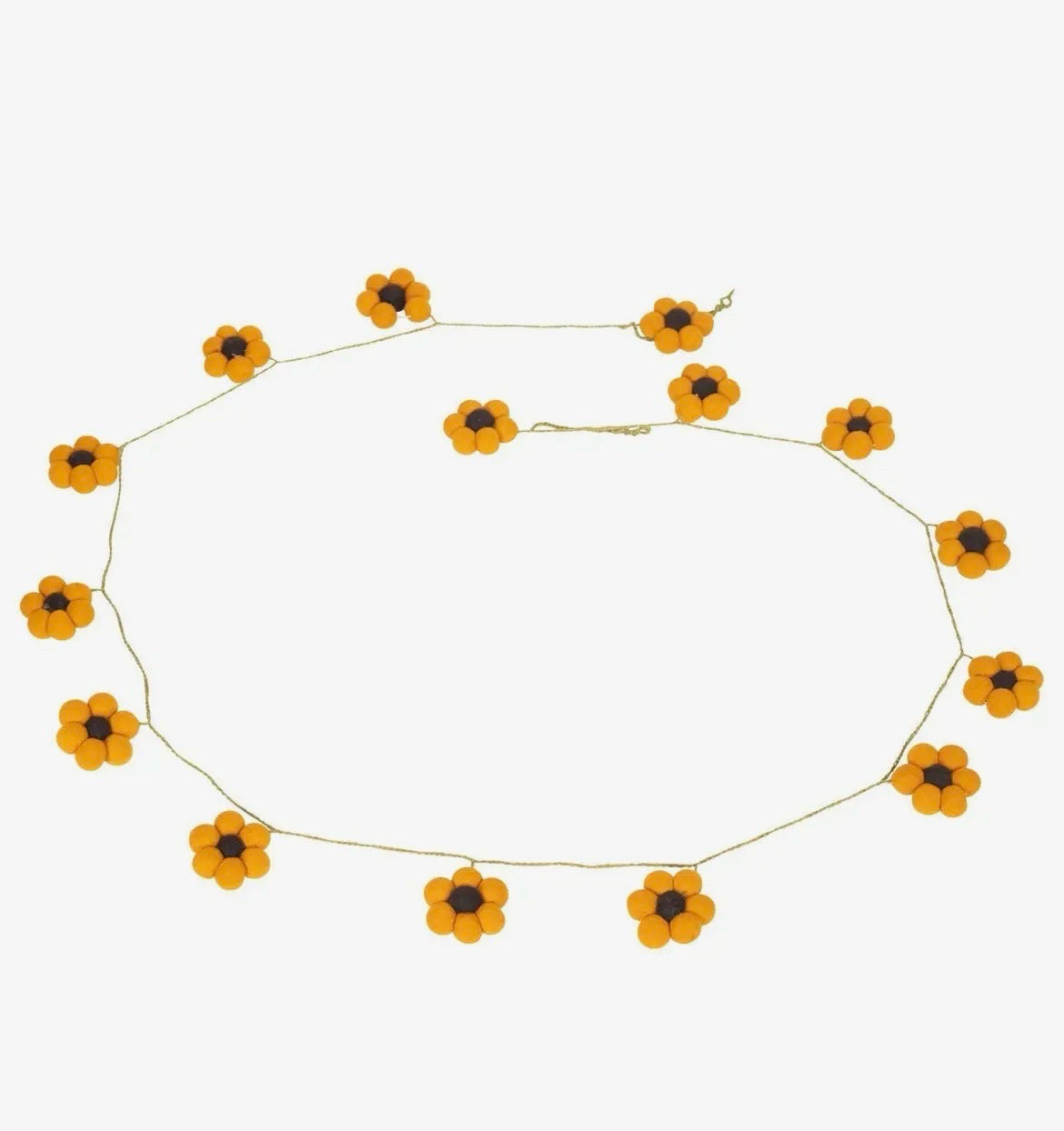 Lakhays Collection Felted Wool Mustard Yellow Flower Garland