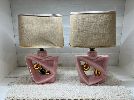 Pink & Gold MCM Boudoir Lamp Set