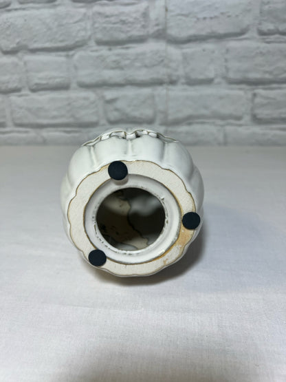 NEW White Ceramic Pumpkin, 7" tall