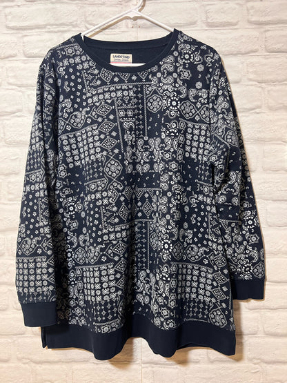 Size 1X Land's End 'Serious Sweats' Bandana Print  Sweatshirt