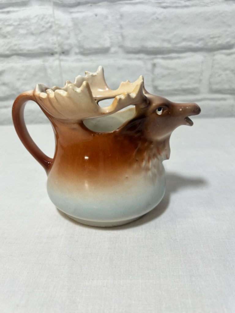 Vintage moose head & antlers Austrian creamer