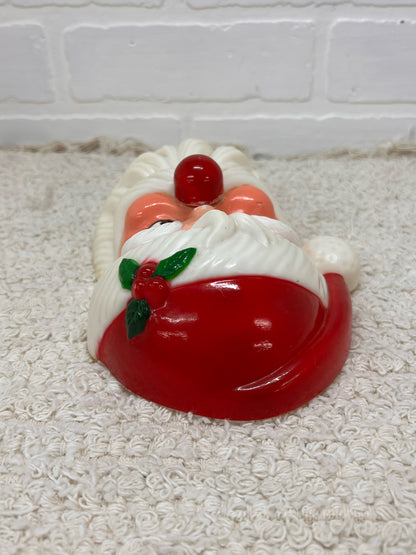 Vintage Plastic Santa Face Wall Mounted Music Box - 1970's