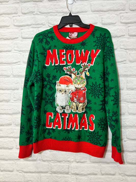 Size L Meowy Christmas cat holiday sweater