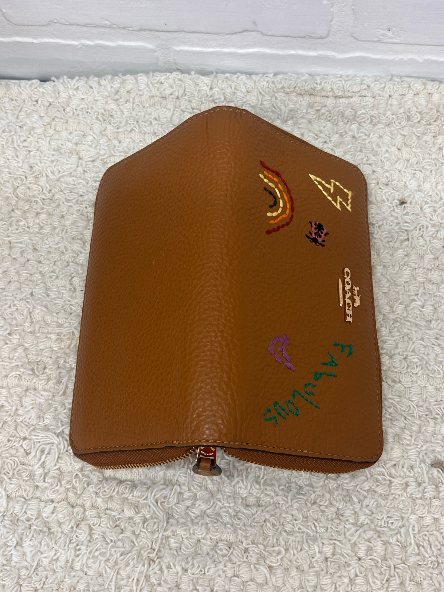 Coach Leather Katy Satchel w/ Diary Embroidery & Coordinating Wallet
