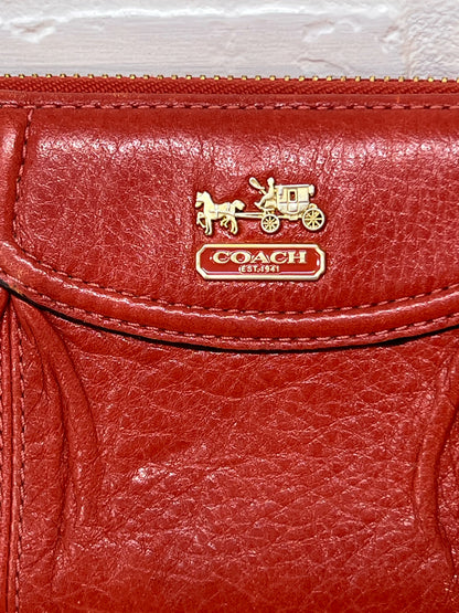 Coach Pleated Front Cognac Colored Leather Wallet