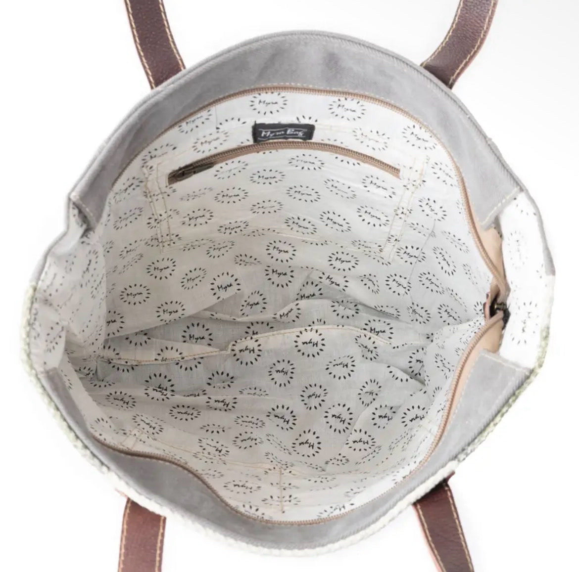 Myra Bag Handwoven Cotton & Leather Checkered Tote Bag