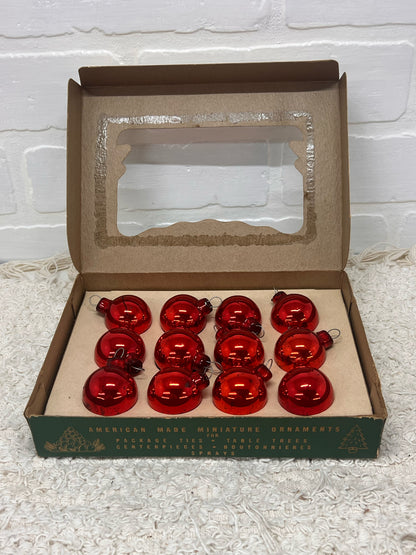 Shiny Brite Ornament Set - 12 Red Mini Ornaments in Original Box