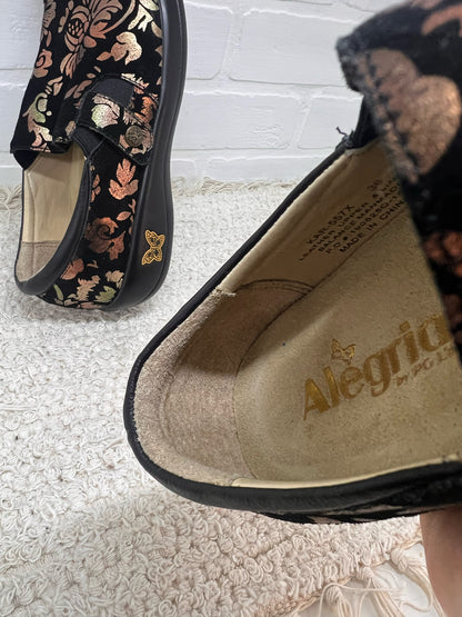 Shoe Size 36/6 Alegria Black Floral Embossed Casual Shoes
