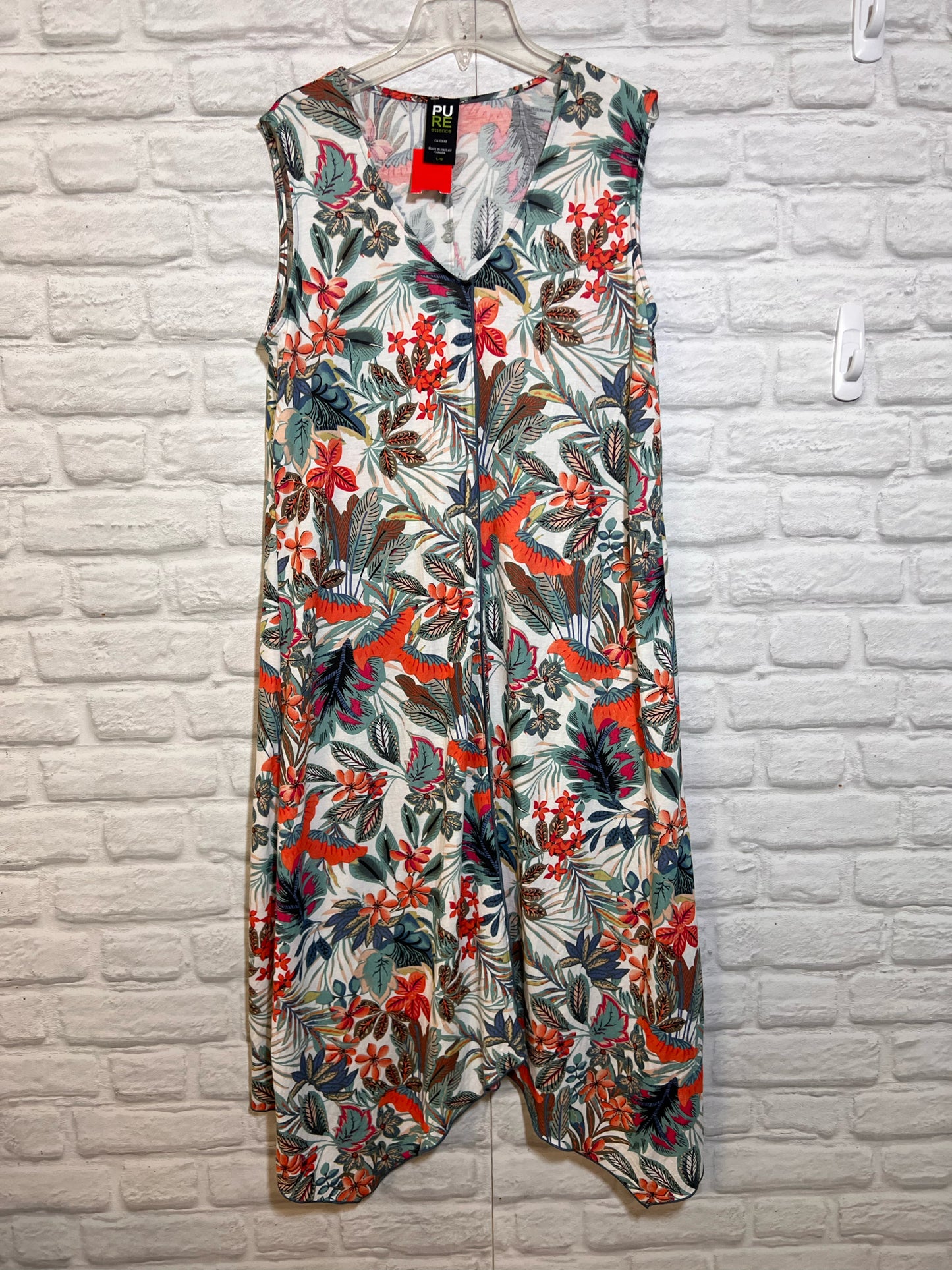 Size L Pure Essence Tropical Print Maxi Tank dress