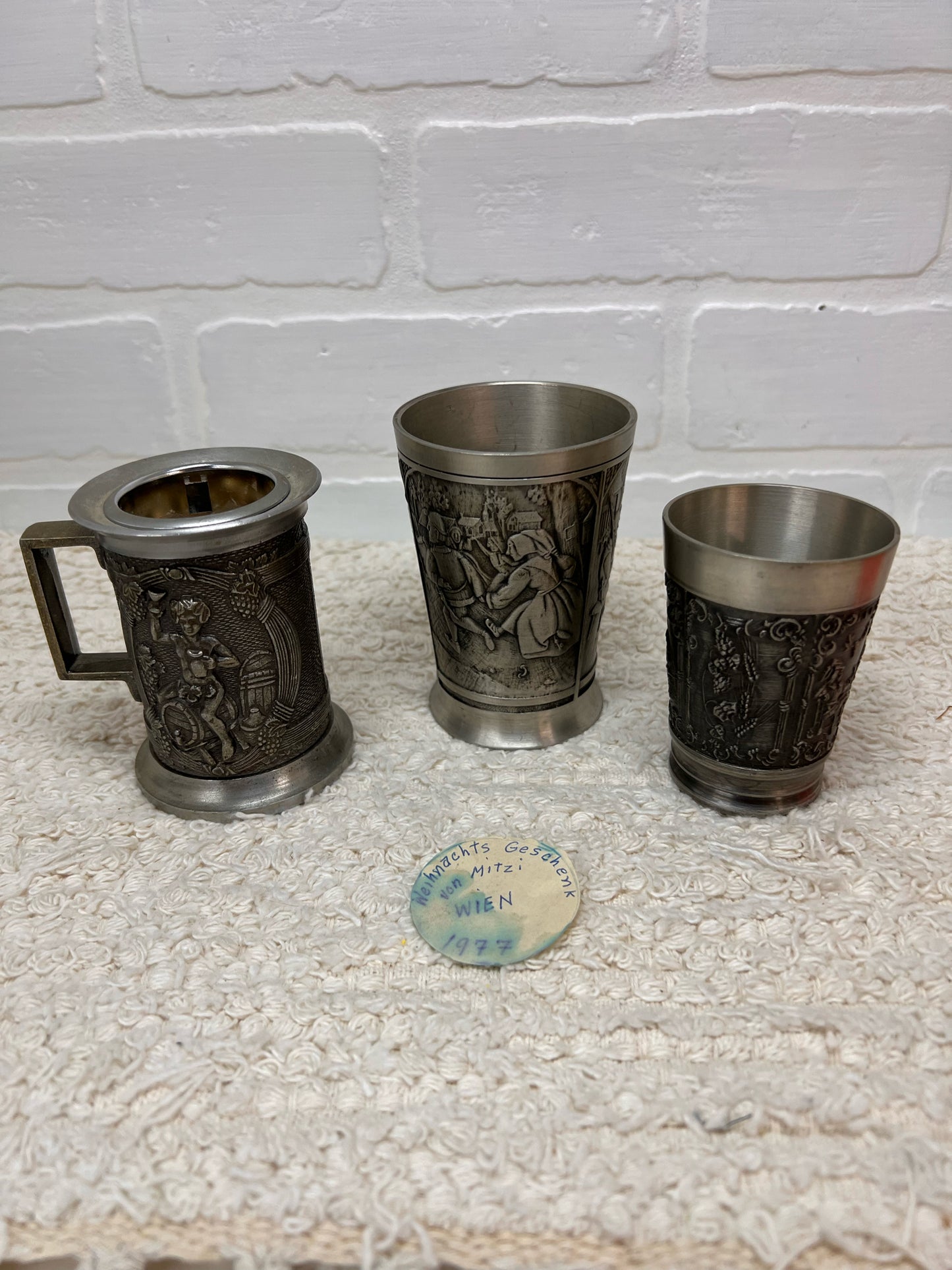 Austrian Pewter Glass Set - Vintage 1970s