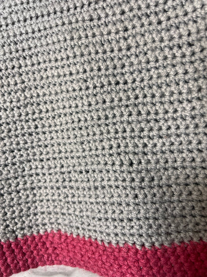 Size M Handmade Pink & Gray Colorblock Cropped Length  Sweater