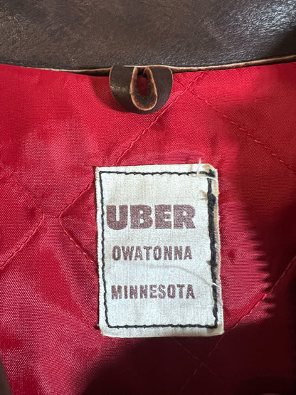 Uber Owatonna Minnesota Dark Brown Vintage Leather Jacket