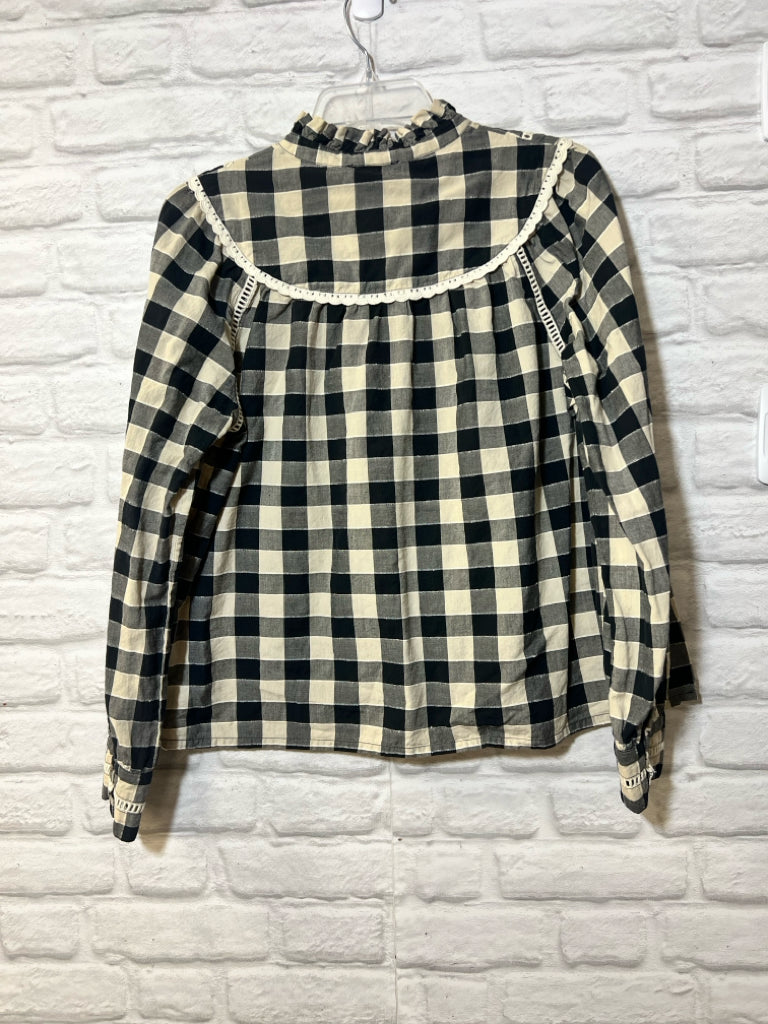 Size 44/XL Sezane black gingham check blouse