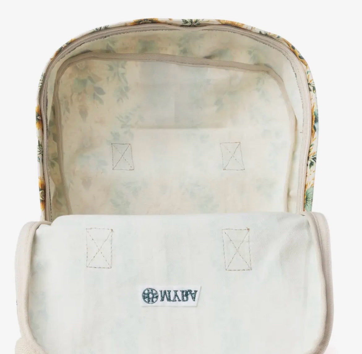 Myra Bag Meadow Cotton & Leather Backpack Bag  in Mustard/Cream