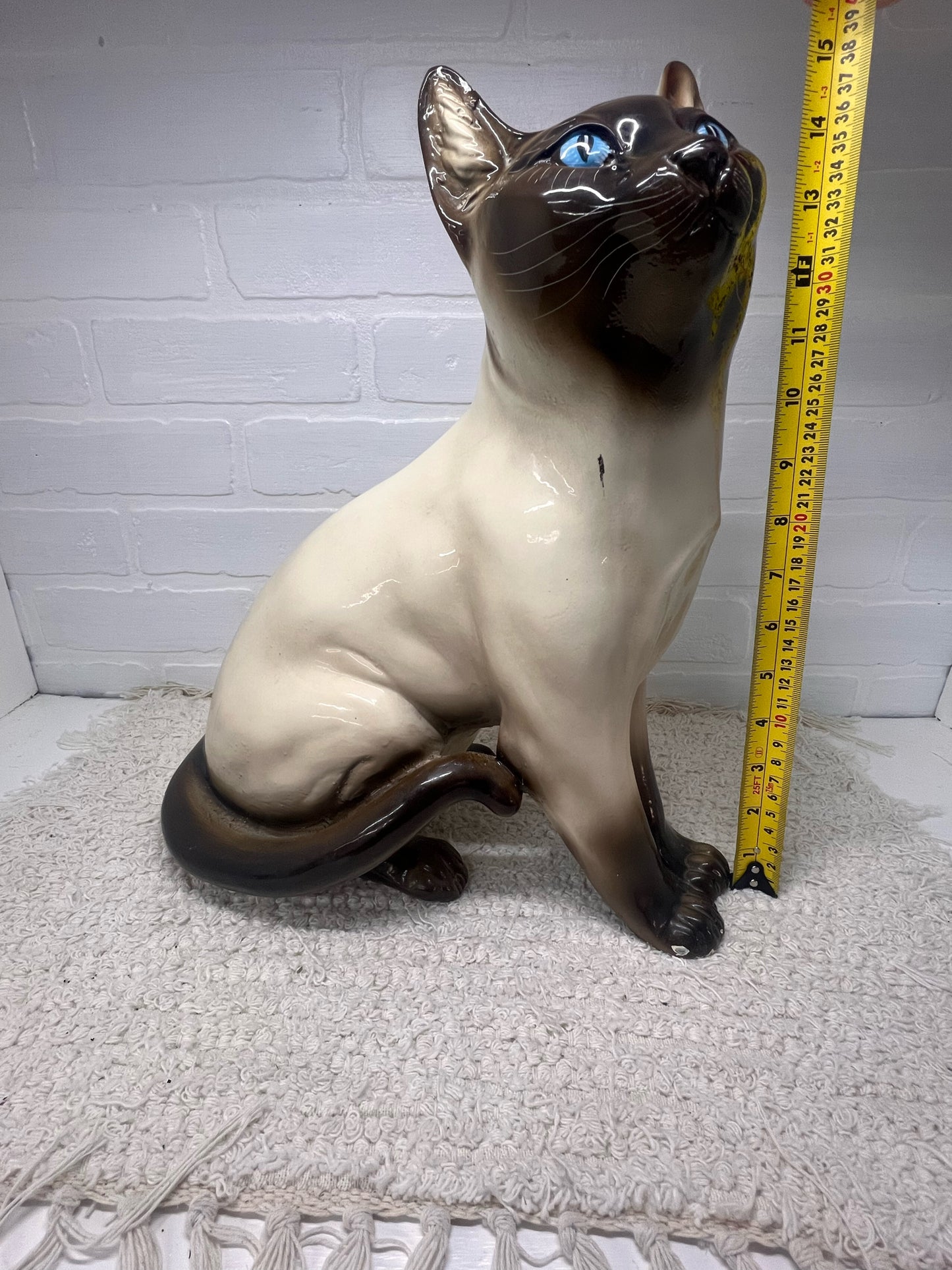 Marwal Ceramics 15/5" Siamese Cat Blue Eyes Mid-Century