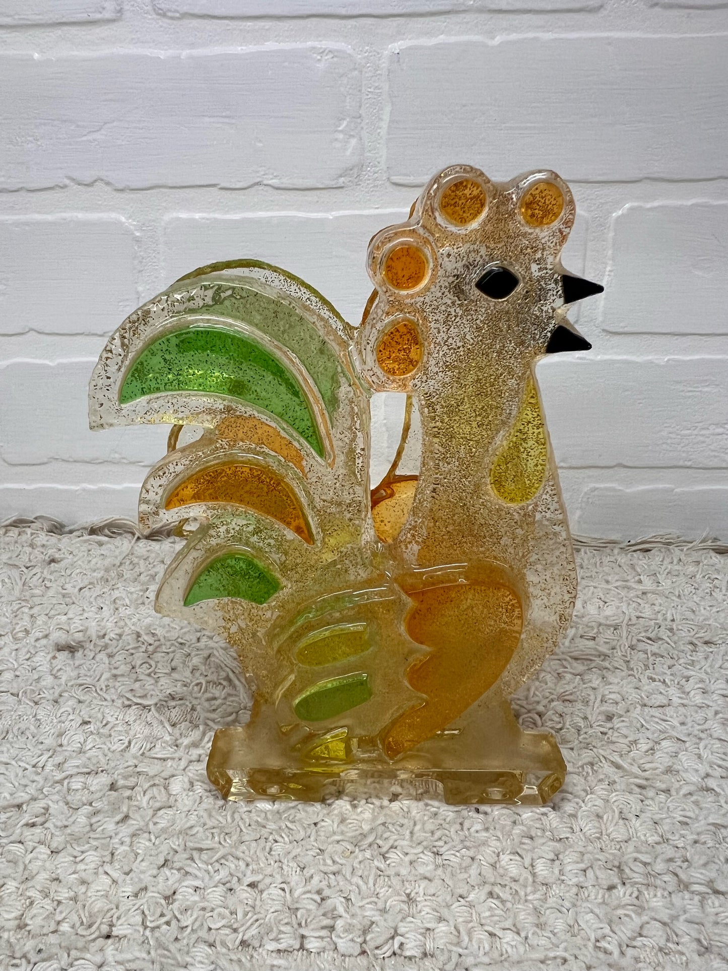 Chunky Lucite Rooster Napkin Holder - 1970's Appeal