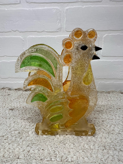 Chunky Lucite Rooster Napkin Holder - 1970's Appeal