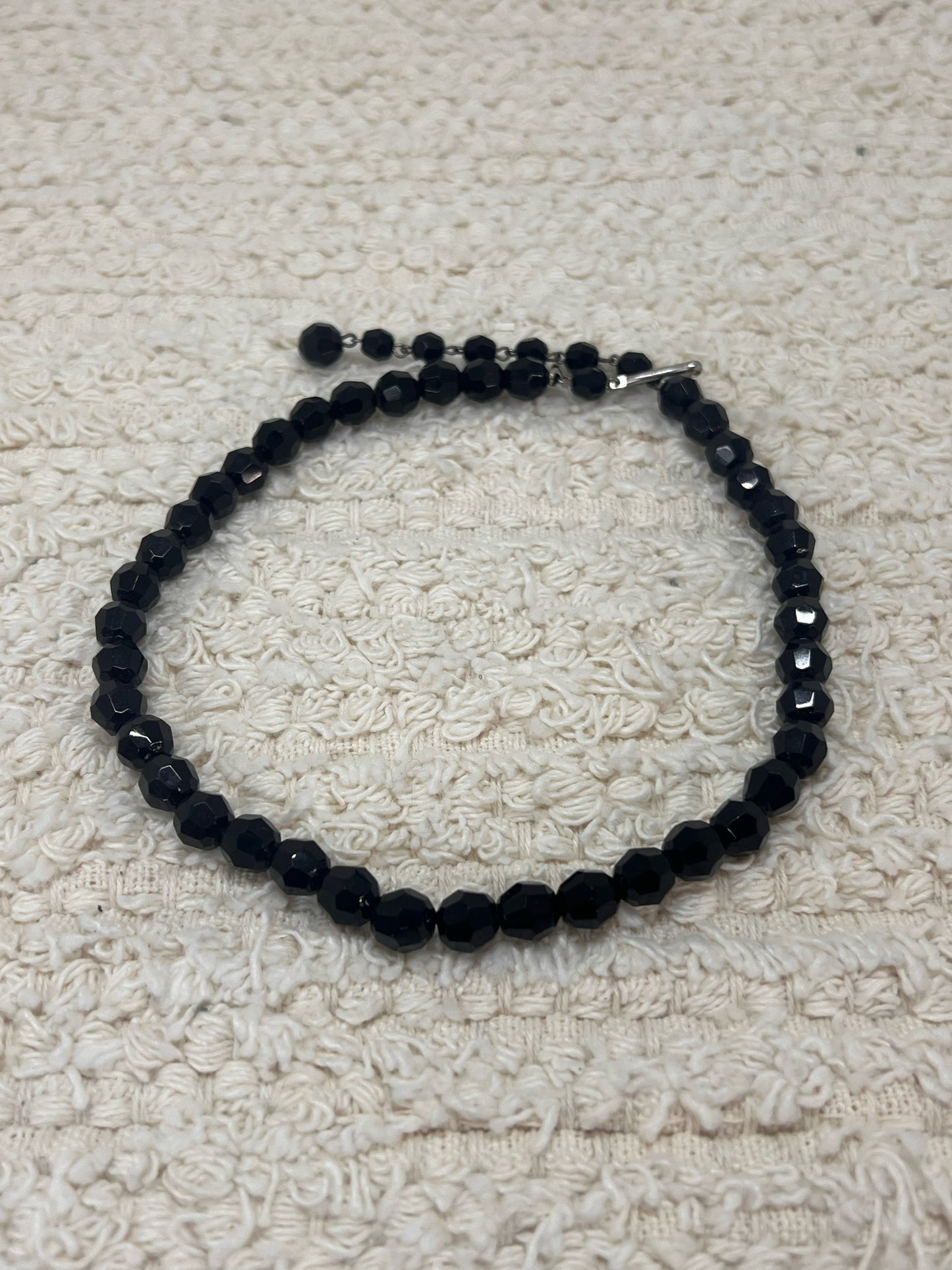 Vintage black glass beaded choker