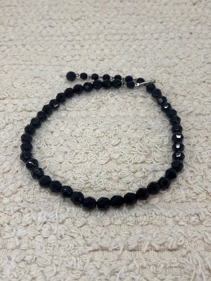 Vintage black glass beaded choker
