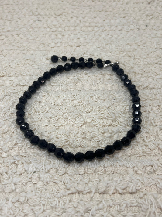 Vintage black glass beaded choker