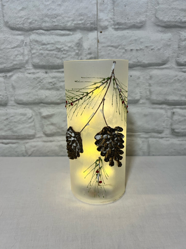 Holiday light up glass cylinder