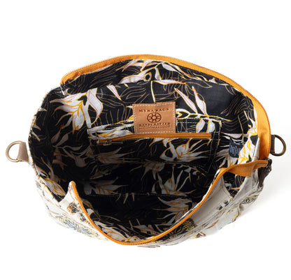 Myra Mesa Morning GLories Messenger Bag in Brown & Off White