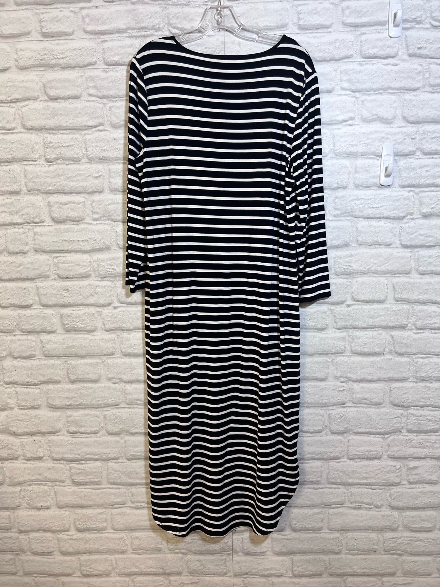 Size L Chico's Horizontally Striped Black & White T-Shirt Dress