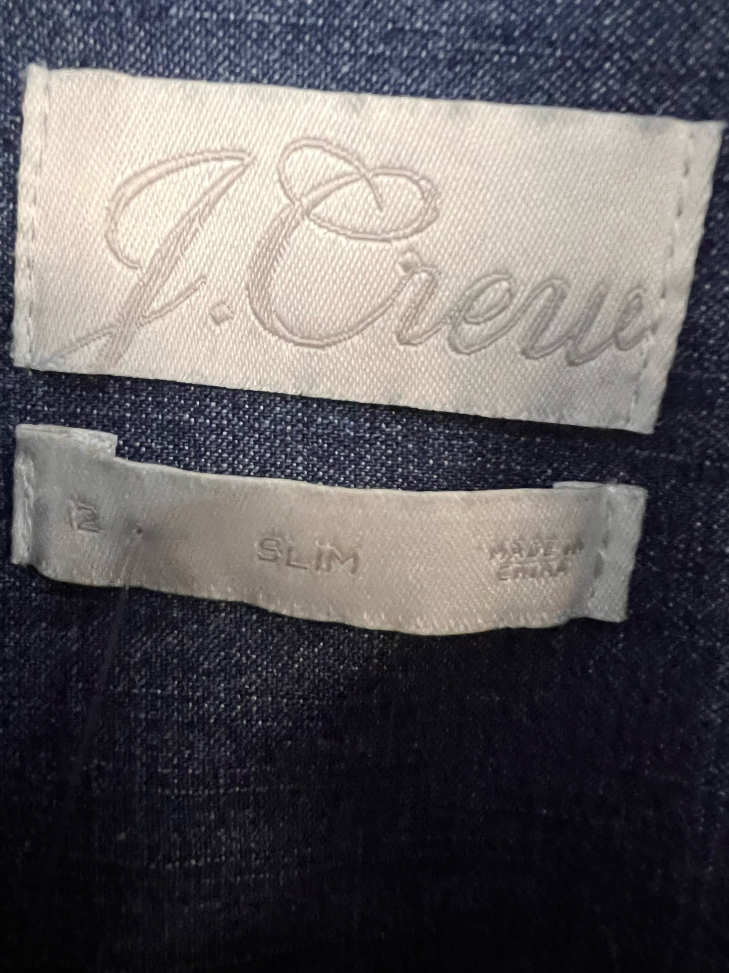 Size 12 J. Crew Slim Fit Denim Button Down Shirt