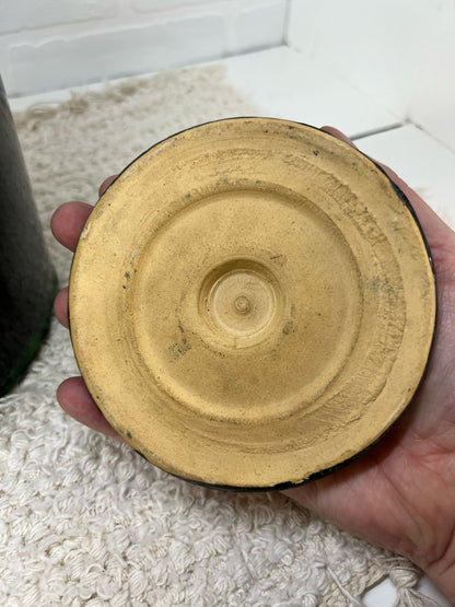 Primative painted lidded crock