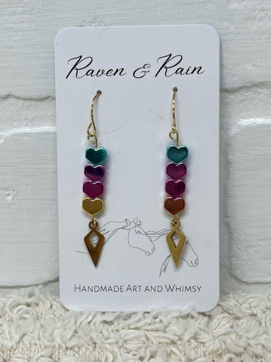 Raven & Rain Earrings multicolor heart earrings