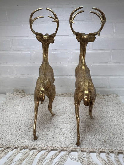 Vintage Pair of Brass Deer - Large