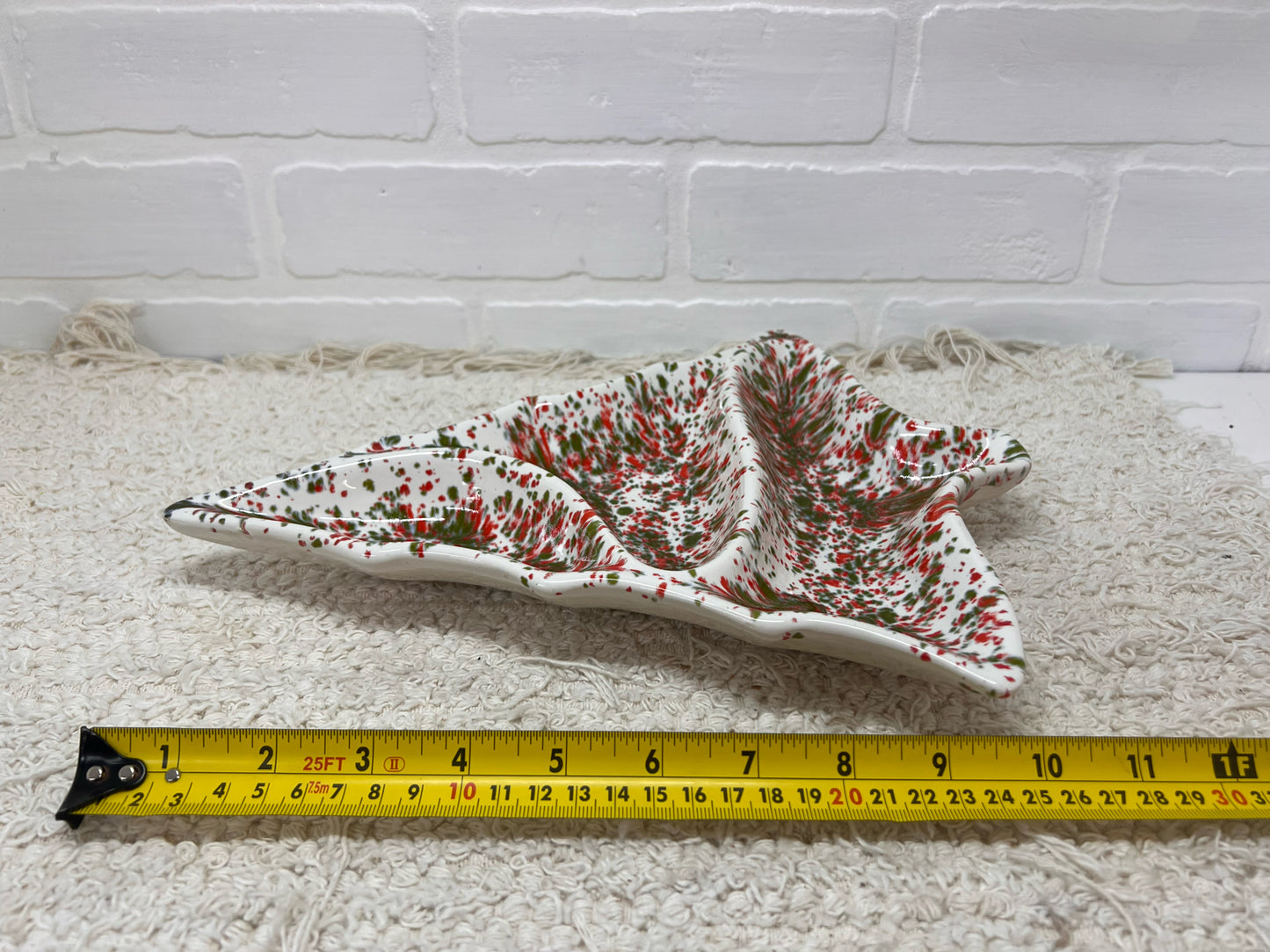 Vintage Ceramic Spatterware Christmas Tree Cookie Tray