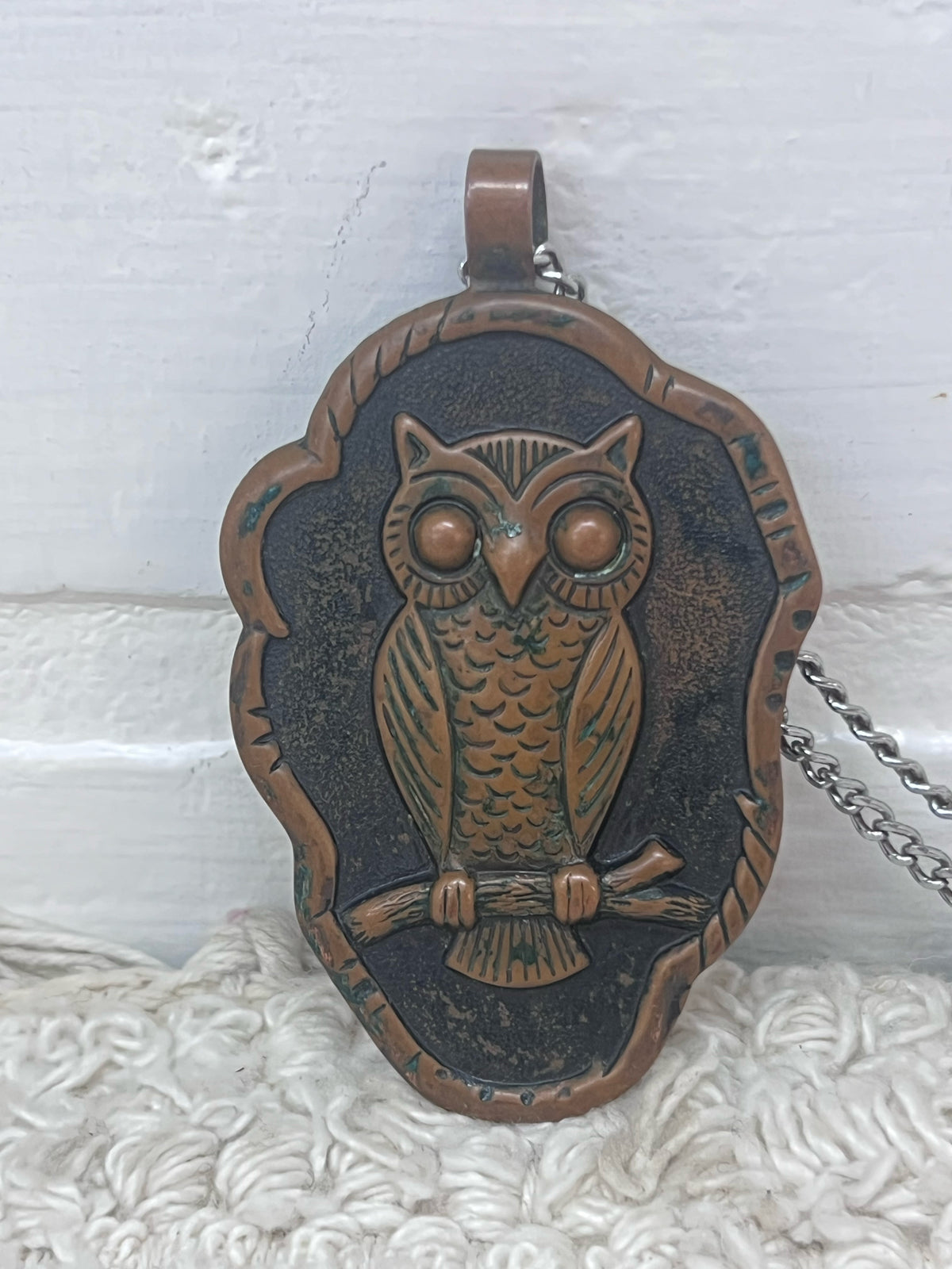 Bell Trading Post Vintage Solid Copper Owl  Pendant