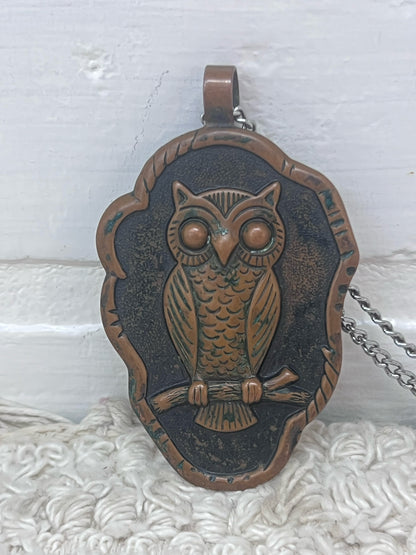 Bell Trading Post Vintage Solid Copper Owl  Pendant