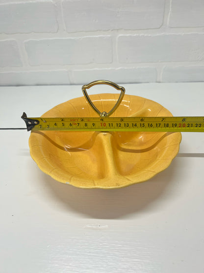 Lane & Co yellow pottery divided dish